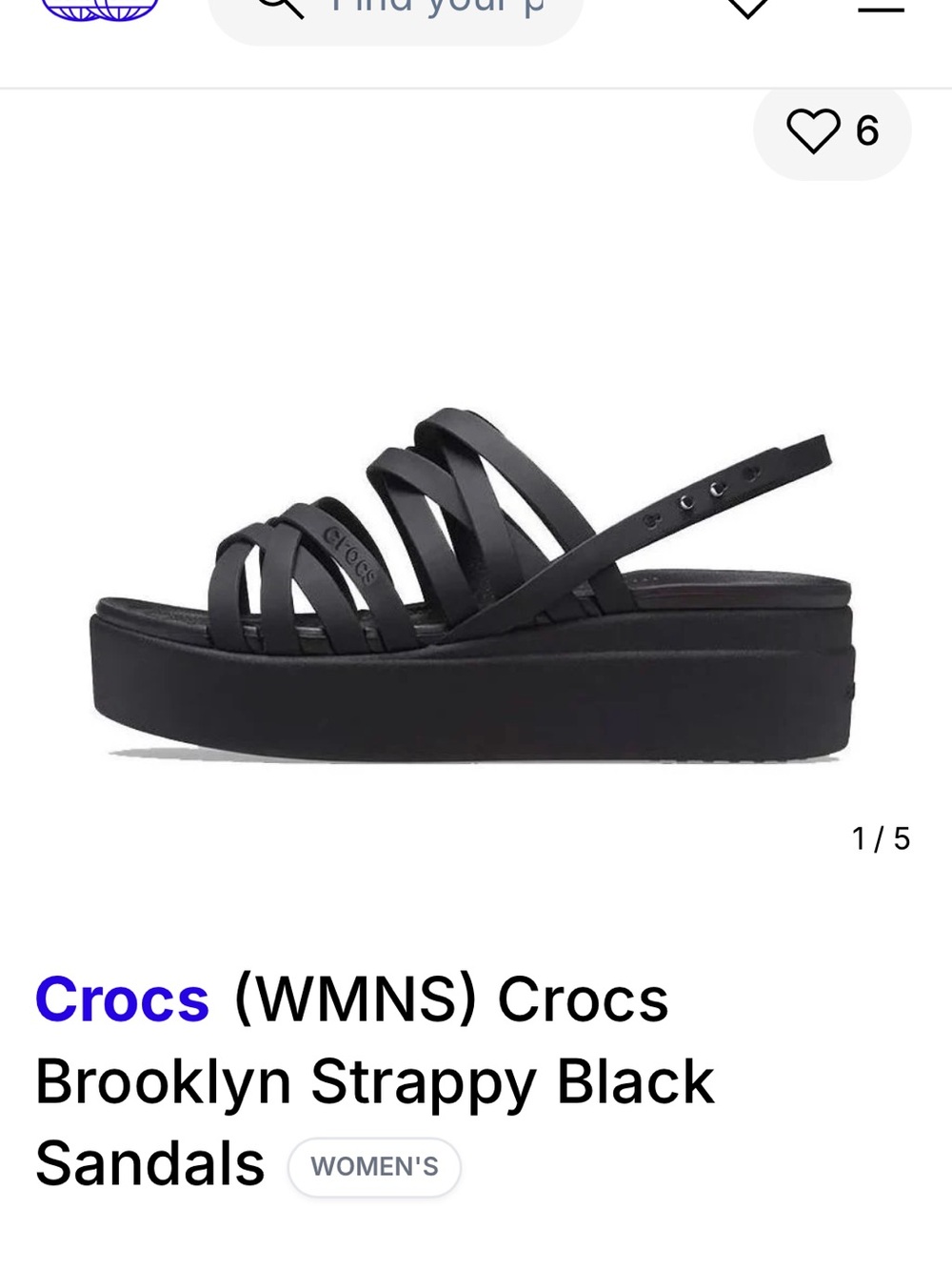 Crocs Brooklyn Black Strappy Low Platform Sandals. Size 8 - Picture 4 of 13